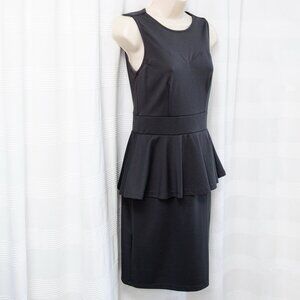 Gray Sleeveless Peplum Scoop Neck Mini Dress